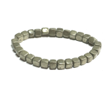 Pyrit náramok elastický prírodný kameň, kocka 6 - 7 mm / 16 - 17 cm, majster sebavedomia a hojnosti