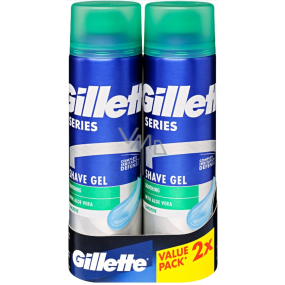 Gillette Series Sensitive Aloe Vera gél na holenie pre mužov 2 x 200 ml, duopack