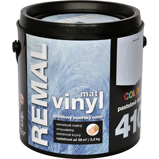 REMAL Vinyl Color mat umývateľná farba na stenu, 410 pastelovo modrá, 3,2 kg