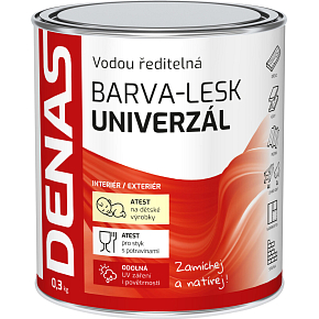 DENAS UNIVERZÁL-LESK vrchná farba na drevo, kov a betón, 0240 tmavo hnedá, 0,3 kg