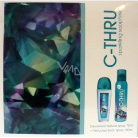 C-Thru Sparkling Sapphire parfumovaný dezodorant sklo pre ženy 75 ml + dezodorant sprej 150 ml, kozmetická sada