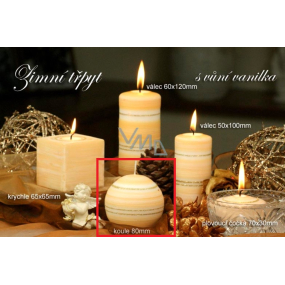 Lima Zimná trblietanie Vanilka vonná sviečka guľa priemer 80 mm 1 kus