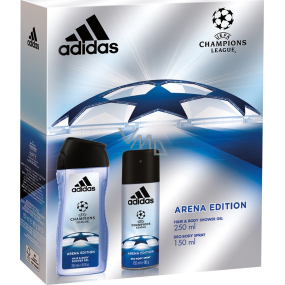 Adidas UEFA Champions League Arena Edition dezodorant sprej pre mužov 150 ml + sprchový gél pre mužov 250 ml, kozmetická sada