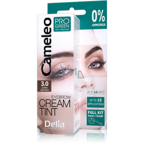 Delia Cosmetics Cameley Progreen krémová profesionálna farba na obočie, bez amoniaku 3.0 Dark Brown - tmavo hnedá 15 ml