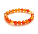 Karneol náramok elastický prírodný kameň, guľôčka 8 mm / 16 - 17 cm, Učí nás tu a teraz