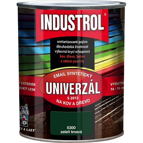 Industrol S2013 univerzál lesk vrchná farba na kov a drevo, 5400 zeleň tmavá, 600 ml