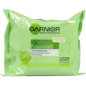 Garnier Skin Naturals Essentials odličovacie obrúsky pre normálnu a zmiešanú pleť 25 kusov