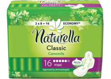 Naturella Classic Maxi hygienické vložky s vôňou harmančeka a krídelkami 16 kusov