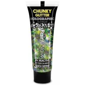 Diva & Nice Zavalitý Glitter Holographic UV ozdobný gél na telo a tvár Lucky Lepricorn - zelený 13 ml