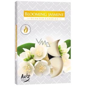Bispol Aura Blooming Jasmine - Kvitnúci jazmín vonné čajové sviečky 6 kusov