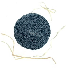 Bavlnený znovupoužiteľný odličovací tampón ručne háčkovaný, tmavosivý 7,5 - 8 cm 1 kus