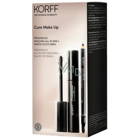 Korff Cure Make Up Prodigious All In One Mascara Mascara Black 14 ml + Ceruzka na oči Eye Pencil 01 Black 1,05 g, kozmetická sada pre ženy