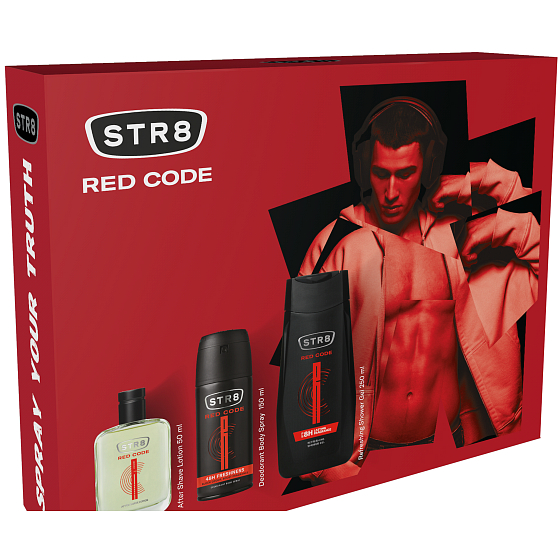 Str8 Red Code voda po holení 50 ml + deodorant sprej 150 ml + sprchový gél 250 ml, kozmetická sada pre mužov
