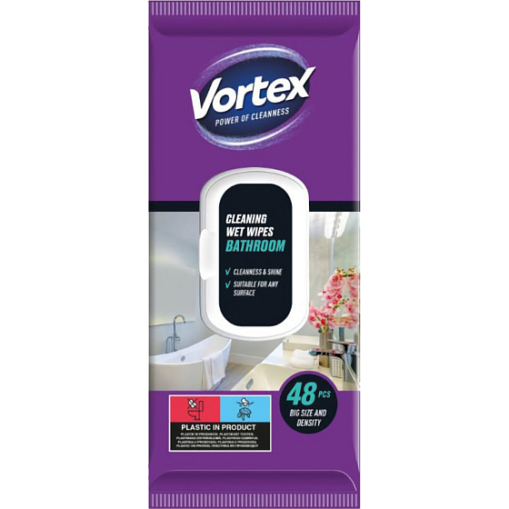 Vortex vlhčené čistiace obrúsky do kúpeľne, 48 ks