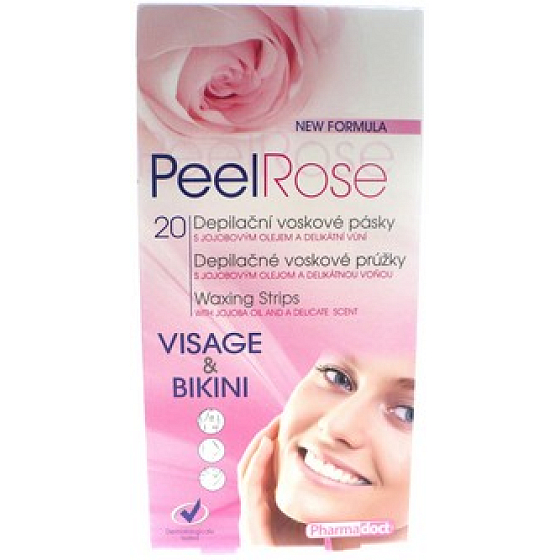 Peel Rose depilačné voskové pásiky na tvár, podpazušie a bikiny 20 kusov