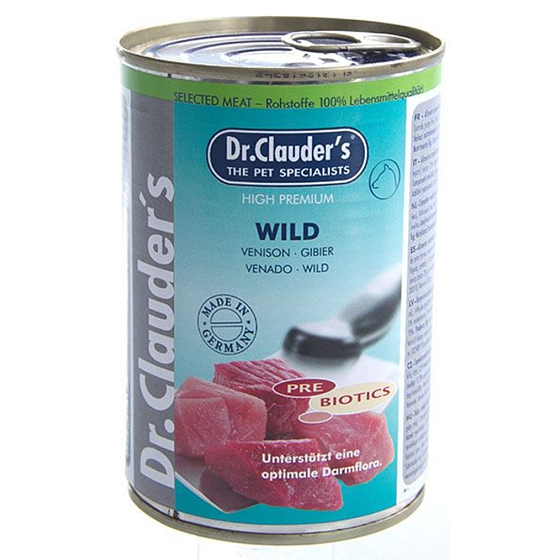 Dr. Clauders Wild Zverina kompletné krmivo 96% mäsa pre dospelých psov 400 g