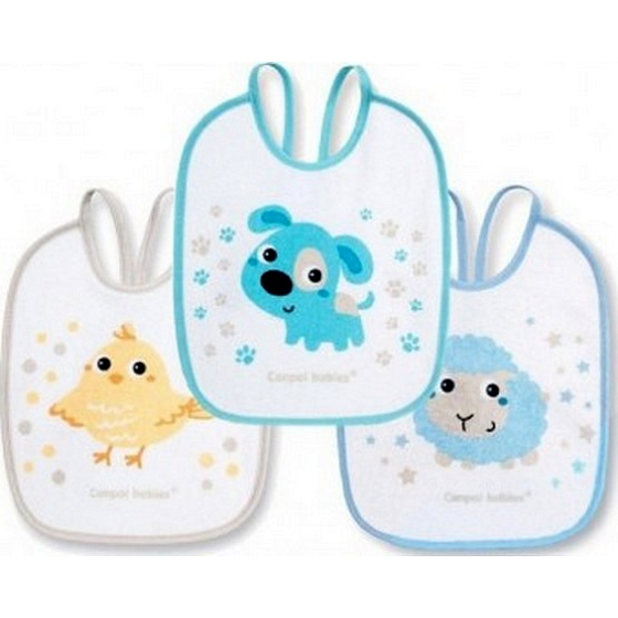 Canpol babies Bunny & Company Podbradník froté / PVC pre deti od 0 mesiacov 3 kusy