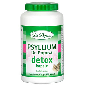 Dr. Popov Psyllium Detox Pro intenzívnu očistu tela, kombinácia vlákniny a účinných rastlinných extraktov 120 kapsúl / 104 g Dr. Popov Psyllium Detox Pro intenzívnu očistu tela, kombinácia vlákniny a účinných rastlinných extraktov 120 kapsúl / 104 g