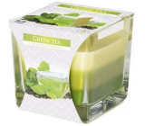 BISPOL Green Tea - Zelený čaj trojfarebná vonná sviečka sklo, doba horenia 32 hodín 170 g