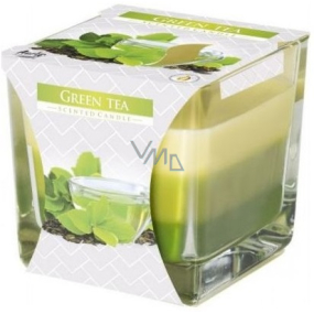 BISPOL Green Tea - Zelený čaj trojfarebná vonná sviečka sklo, doba horenia 32 hodín 170 g