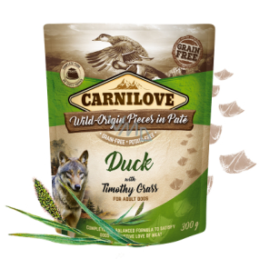 Carnilove Dog Pouch Paté Kačica s bojínkom lúčnym bezobilné kapsičky pre dospelé psy 300 g