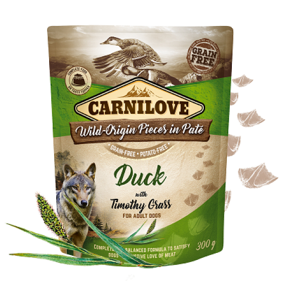 Carnilove Dog Pouch Paté Kačica s bojínkom lúčnym bezobilné kapsičky pre dospelé psy 300 g