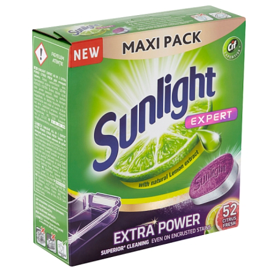 Sunlight All in 1 Expert Extra Power Citrus Fresh tablety do umývačky riadu 52 ks