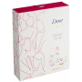 Dove Nourishing Secrets Brightening Ritual Sprchový gél s lotosovým kvetom a ryžovou vodou 250 ml + antiperspiračný dezodorant v spreji Invisible Care Floral Touch 150 ml + ružové krémové toaletné mydlo 100 g, kozmetická sada pre ženy