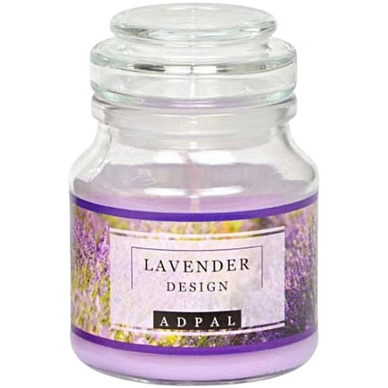 Adpal Lavender Design vonná sviečka sklenená so skleneným viečkom 70 x 100 mm