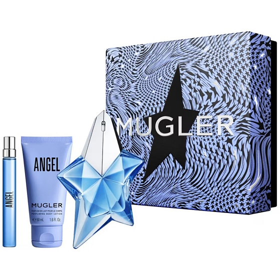 Thierry Mugler Angel parfumovaná voda 50 ml + telové mlieko 50 ml + parfumovaná voda 10 ml miniatúra, darčeková sada pre ženy