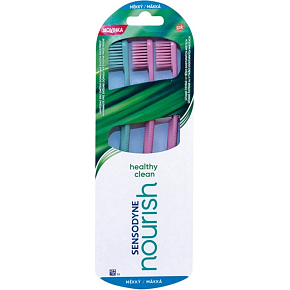 Sensodyne Nourish Healthy Clean Soft zubný kartáčik 3 kusy rôzne farby