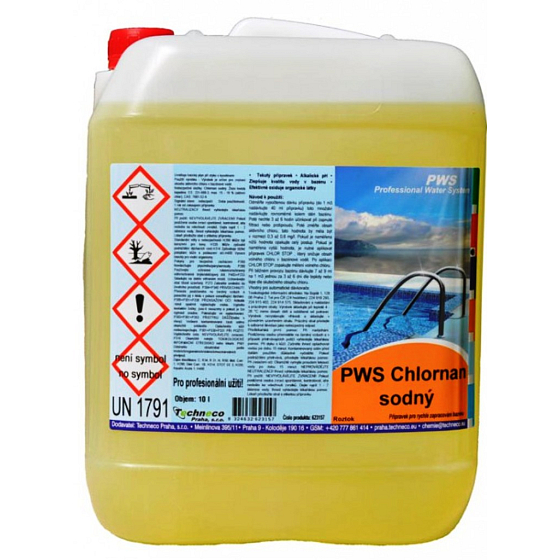 PWS Chlórnan sodný - tekutý chlór do bazéna 10 l kanister