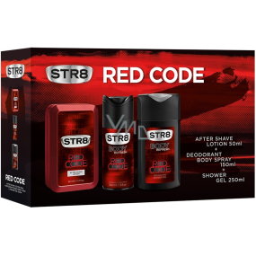 Str8 Red Code voda po holení 50 ml + dezodorant sprej pre mužov 150 ml + sprchový gél 250 ml, kozmetická sada