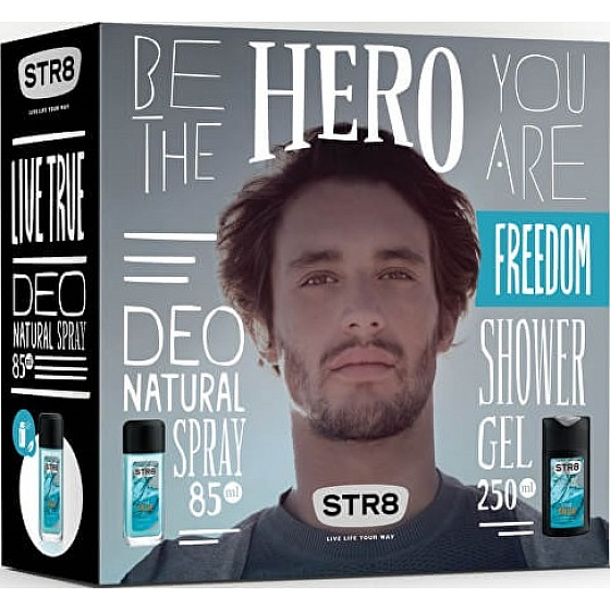 Str8 Live True parfumovaný deodorant sklo pre mužov 85 ml + sprchový gél 250 ml, kozmetická sada