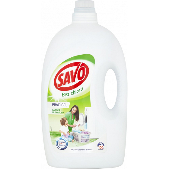 Savo Univerzálny prací gél bez chlóru na bielu a farebnú bielizeň 100 dávok 5 l