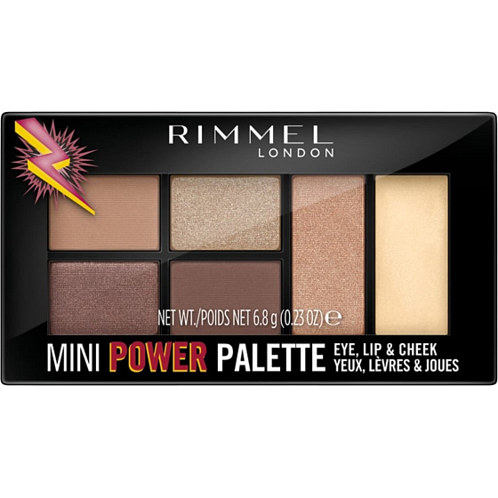 Rimmel London Mini Power Palette paletka očných tieňov, pery a tváre 001 Fearless 6,8 g