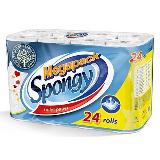 Almus Spongy Megapack toaletný papier biely 2 vrstvový, návin 16 m, 24 kusov