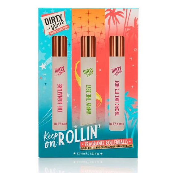 Dirty Works Keep on Rollin letná vôňa s roll-on aplikátorom 3 x 10 ml, darčeková sada