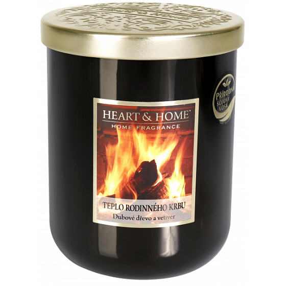 Heart & Home Teplo rodinného krbu Sójová vonná sviečka veľká horí až 70 hodín 340 g