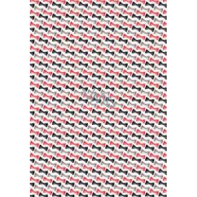 Ditipo Darčekový baliaci papier 70 x 100 cm Biele červené, čierne a sivé motýle 2 hárky