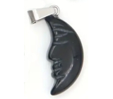 Obsidiánový prívesok Mesiac prírodný kameň, ručne brúsená figúrka 2,2 x 10 mm, kameň spásy