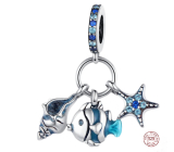 Charm Striebro 925 Ryba, mušľa, hviezdica 3v1, prívesok na náramok more