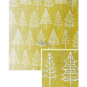 Nekupto Vianočný baliaci papier na darčeky 70 x 200 cm Zlatý, biele stromčeky