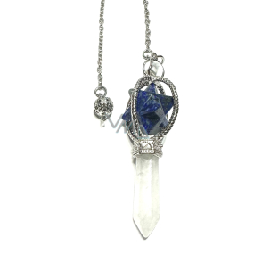 Lapis Lazuli Merkaba kyvadlo + číry kremeň, prívesok z prírodného kameňa, kameň transformácie