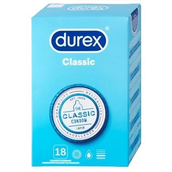Durex Classic klasický kondóm nominálna šírka: 56 mm 18 kusov