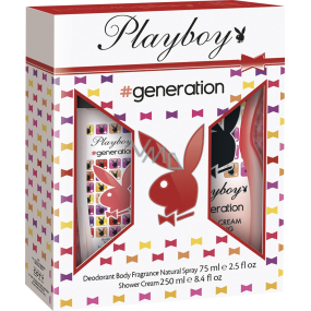 Playboy Generation for Her parfumovaný deodorant sklo 75 ml + sprchový gél 250 ml, kozmetická sada