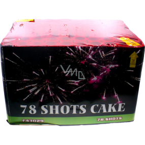 78 Shots Cake kompakt pyrotechnika CE3 78 rán III. triedy nebezpečenstva predajné od 21 rokov!