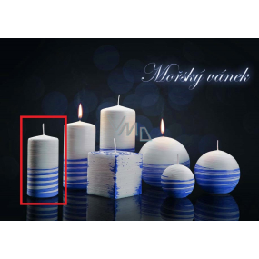Lima Aromatická špirála Morský vánok sviečka bielo - modrá valec 50 x 100 mm 1 kus