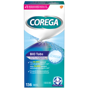 Corega Tabs Antibakteriálne 3min čistiace tablety na zubné náhrady protézy 136 kusov