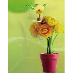 Nekupto Darčeková papierová taška 23 x 18 x 10 cm Zelená s kvetináčom 1289 01 KAM